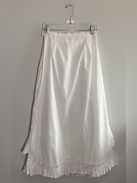 None Dresses & Skirts - Homemade White Cotton Victorian Style Maxi Skirt Lace Trim Pleated Hem